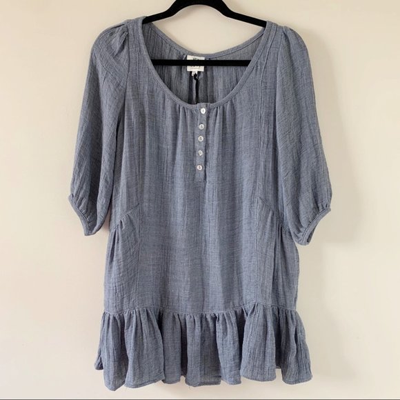 Anthropologie dRA Lyon Gauze Mini Dress Blue Slate Size Small - Picture 4 of 13